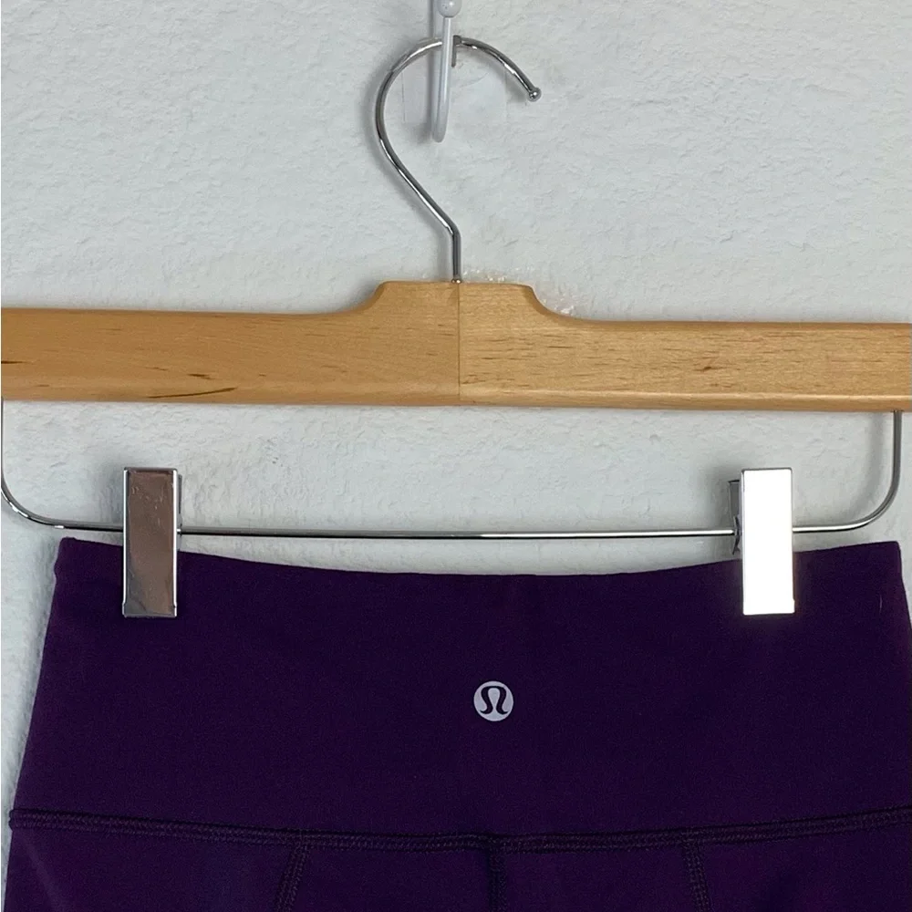 Lululemon Purple Side Gathered Satin Detail Leggings Sz 2 - Picture 11 of 13